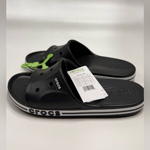 Crocs Bayaband Mens Slide Sandals Size 10 Black White Water Friendly Lightweight